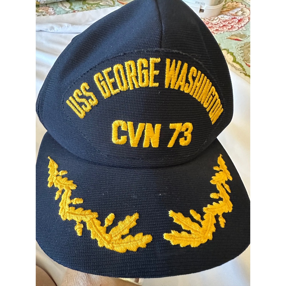 Vintage USS George Washington CVN 73 Navy Blue Snapback Hat Cap-10 Made in USA